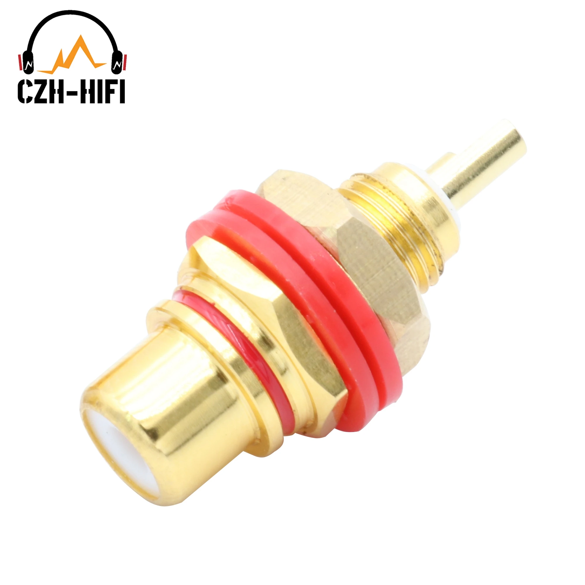 EIZZ High End RCA Socket 24K Gold Plated Brass Audio Phono Female Jack Connector Amplifier DAC TV Subwoofer Terminal Panel Mount