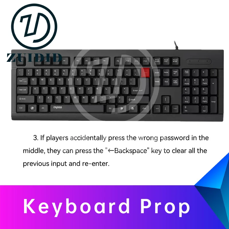 ZUIDID escape room Keyboard Prop input the right password on the keyboard to unlock secret room escape game