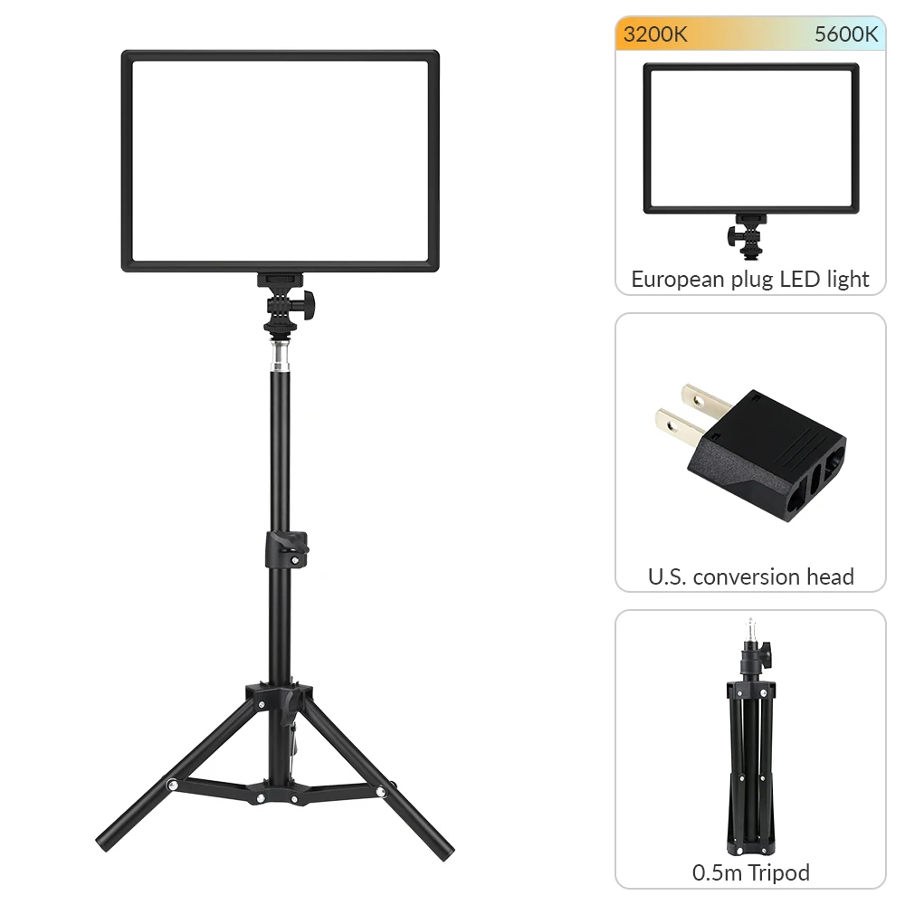 

Portable LED Video Light With Tripod LCD BiColor Dimmable DSLR Studio Lamp Panel Ultra Thin For Camera DV Camcorder YouTube Live