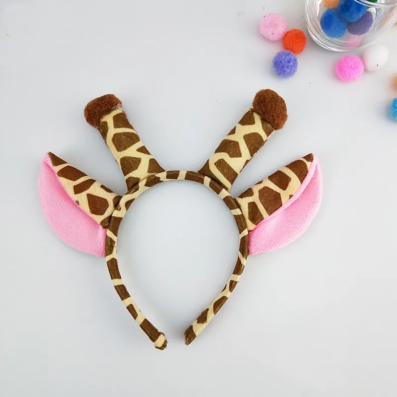 Cartoon Lovely Fluffy Plush Giraffe Ears Headband Female Cosplay Props Hair Hoop for Christmas Hair Band Women Hair Accessories