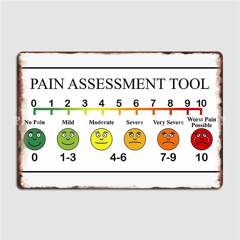 Medical Pain Assessment Tool Chart Metal Sign Wall Cave Club Bar Design Mural Painting Tin Sign Poster