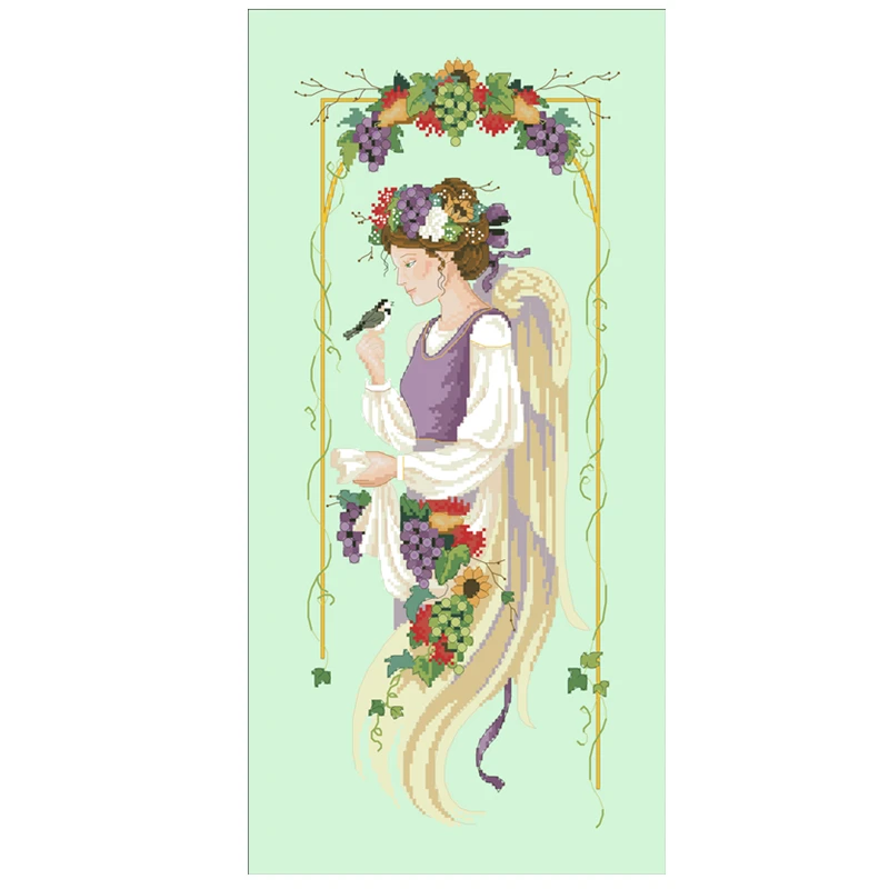 Angel of bounty cross embroidery kit fairy pattern design 18ct 14ct 11ct light green canvas Cross-stitch DIY needlework