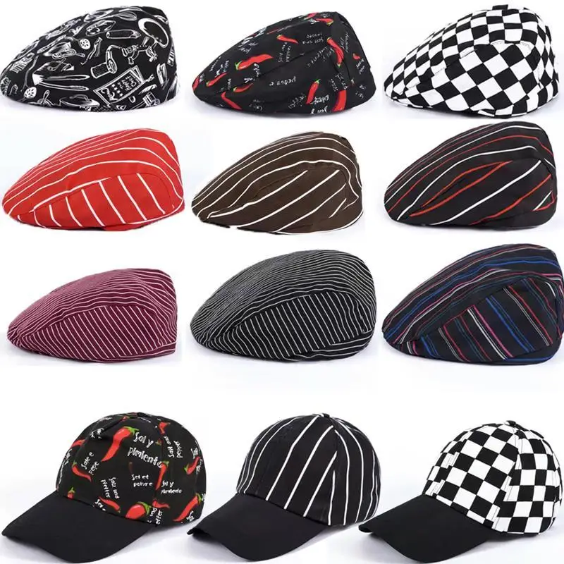 

Men Mesh Patchwork Chef Restaurant Kitchen Cooking Wear Hats Beret Hotel Bakey Cafe Waiter Breathable Cap Women Accessories