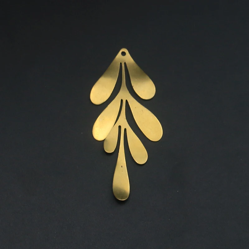 Brass Single Hole Glossy Simple Forest Leaf Charm Pendant Diy Bracelet Necklace Accessories