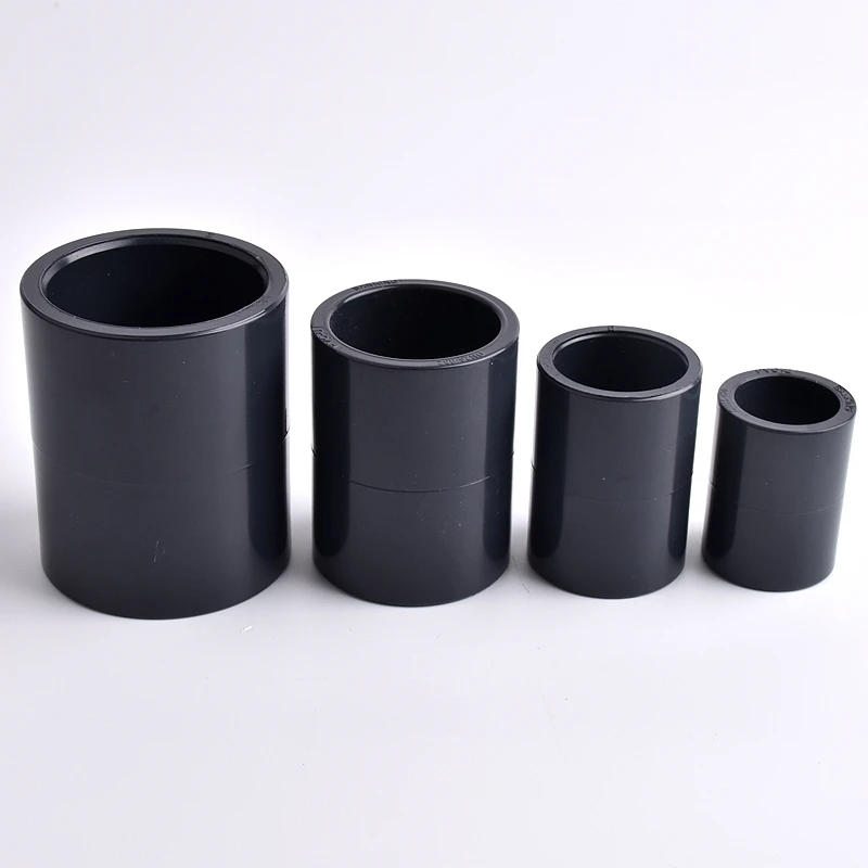 Inner Dia 20~63mm Dark Grey UPVC Pipe Straight Connector Irrigation System Hydroponics Planting Frame Plastic Socket Connectors