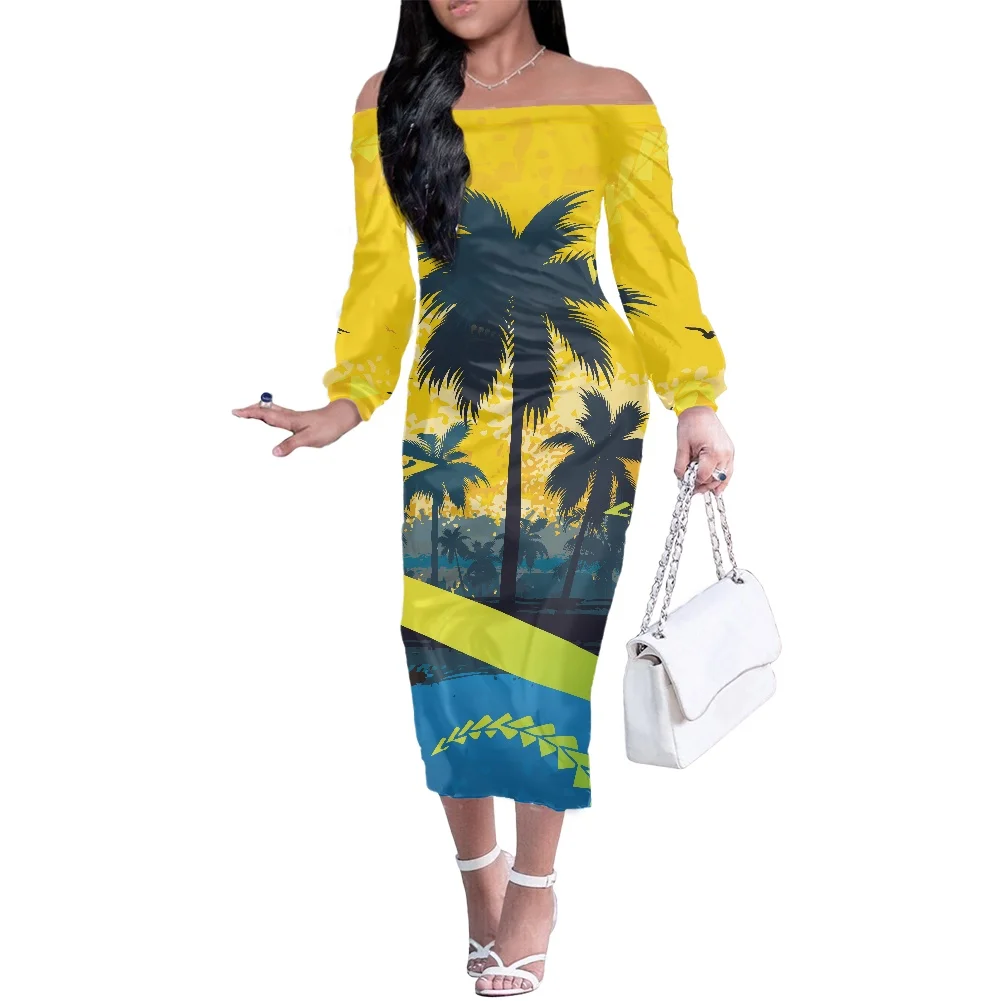 

Hycool Sexy Elegant Wedding Dress Palmeiras Print Leisure Women Clothes Ladies 5xl 6xl 7xl Off Shoulder Vestidos Sexys Mujer