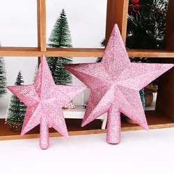 Estrella superior para árbol de Navidad, decoraciones de Feliz Navidad, polvo dorado brillante, estrella de cinco puntas, adorno de Año Nuevo, 15/20cm