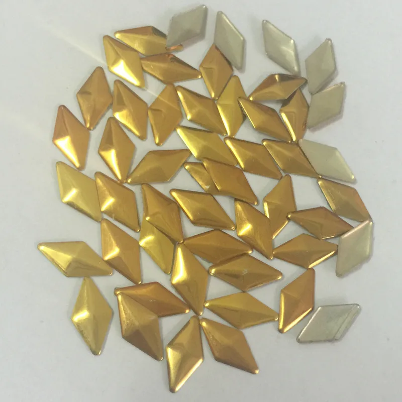 1440pcs 4*8mm Gold Lozenge /Rhombus Shape Studs Flat Back Hotfix iron colorful Rhinestuds FlatBack Heat Transfer For DIY