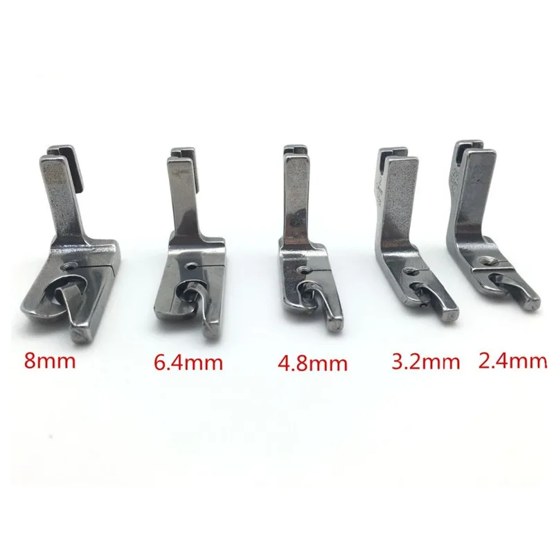 5 pcs Crimping Presser Foot Industrial Sewing Machine Parts Steel Walking Foot - 3/32,1/8,3/16,1/4,5/16 5BB5073