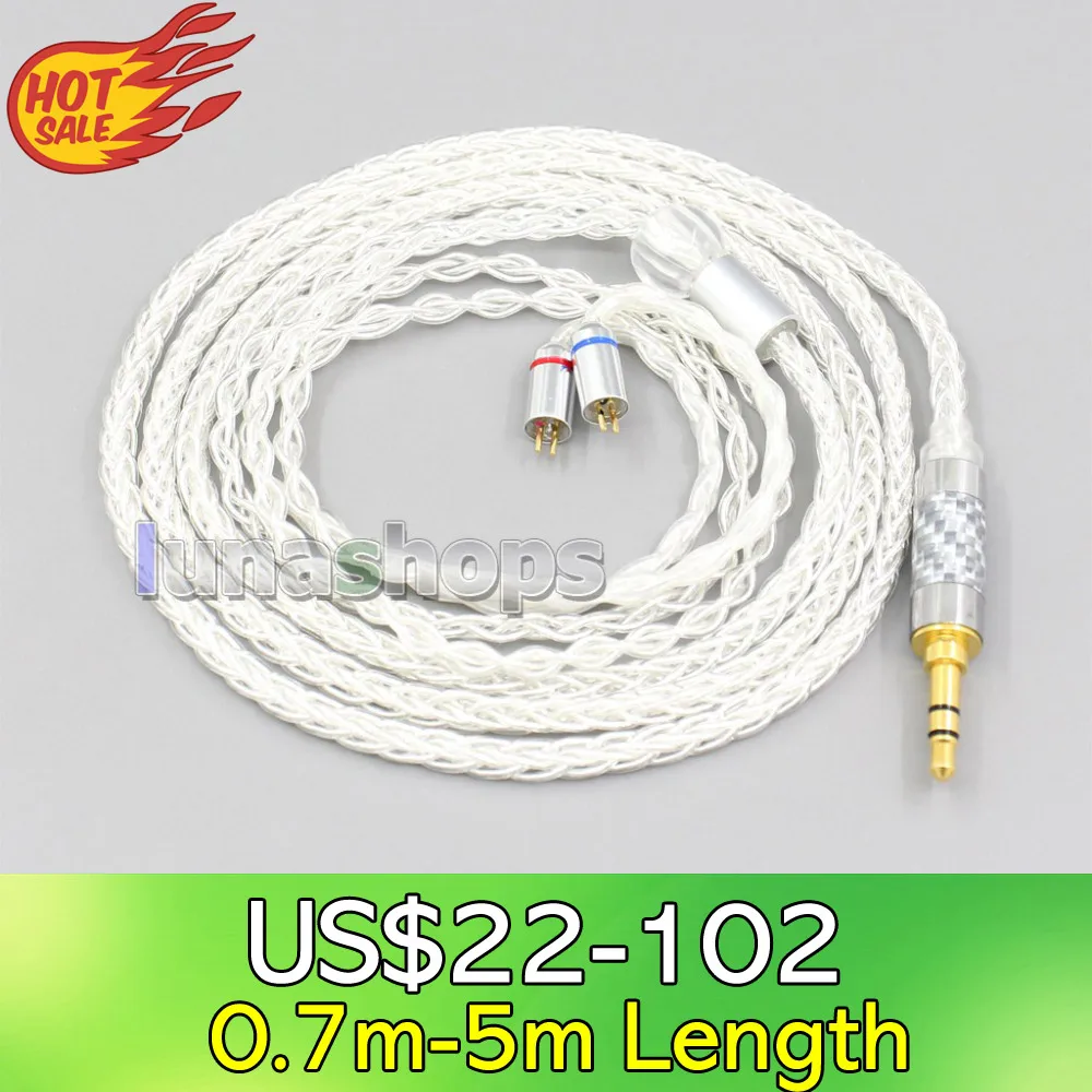 

LN006549 2.5mm 4.4mm XLR 8 Core Silver Plated OCC Earphone Cable For Flat Step JH Audio JH16 Pro JH11 Pro 5 6 7 BA Custom