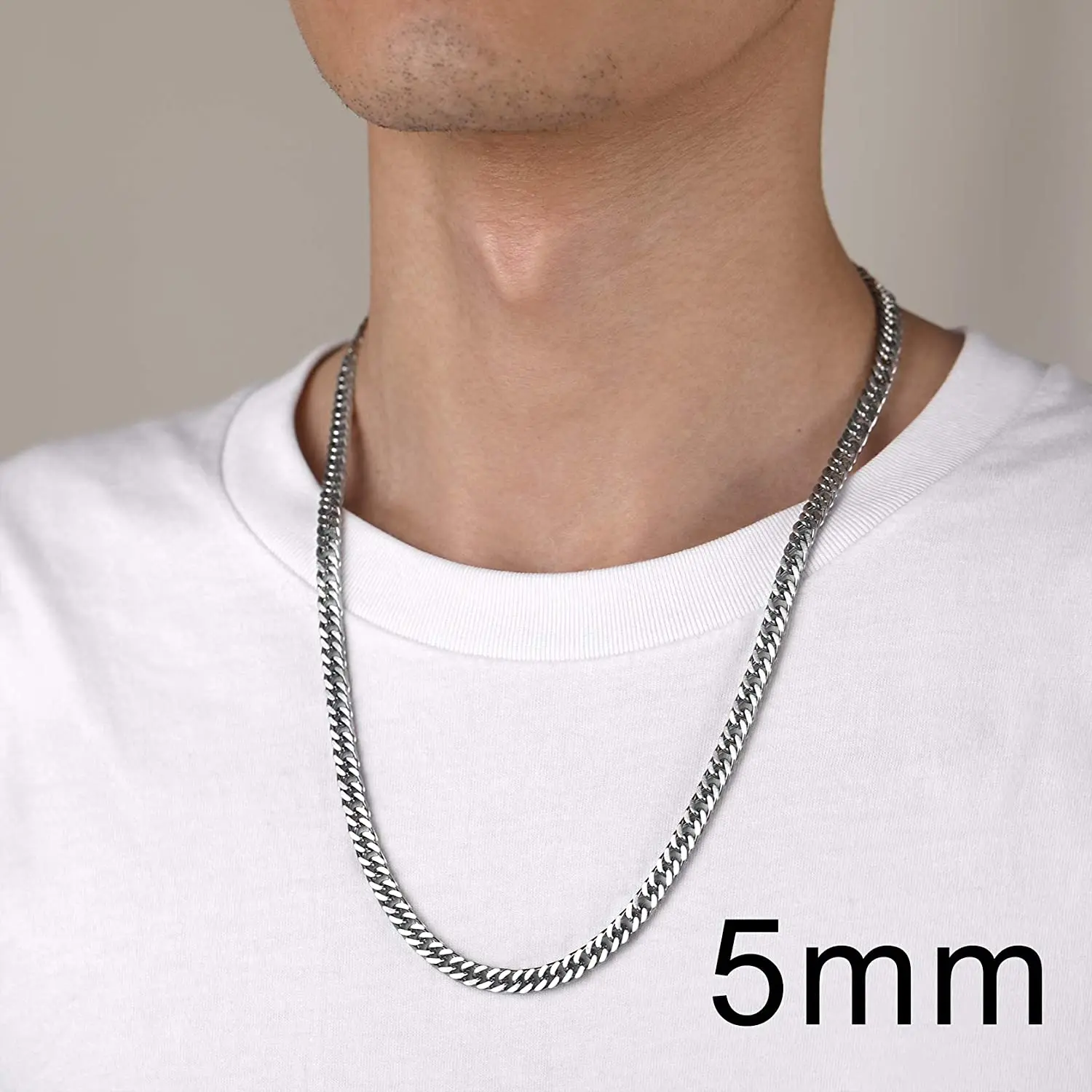 U7 Cuban Link Chain Necklace Stainless Steel Gold Color Curb Chains for Men Women 18\