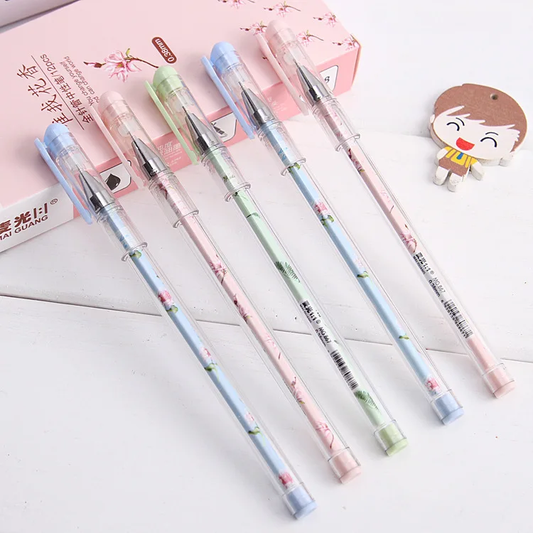 

50PCS Creative Water Pen 0.38mm Black Pen Core Full Needle Signature Test Pen Korean Stationery Gel Pens