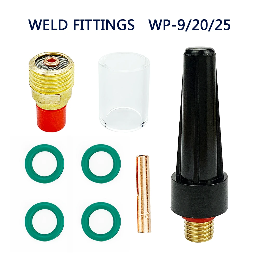 8Pcs/Set TIG Welding Torch Gas Lens Cup Kit Durable Welding Accessories 2.4mm For WP-9/20/25 3/32\