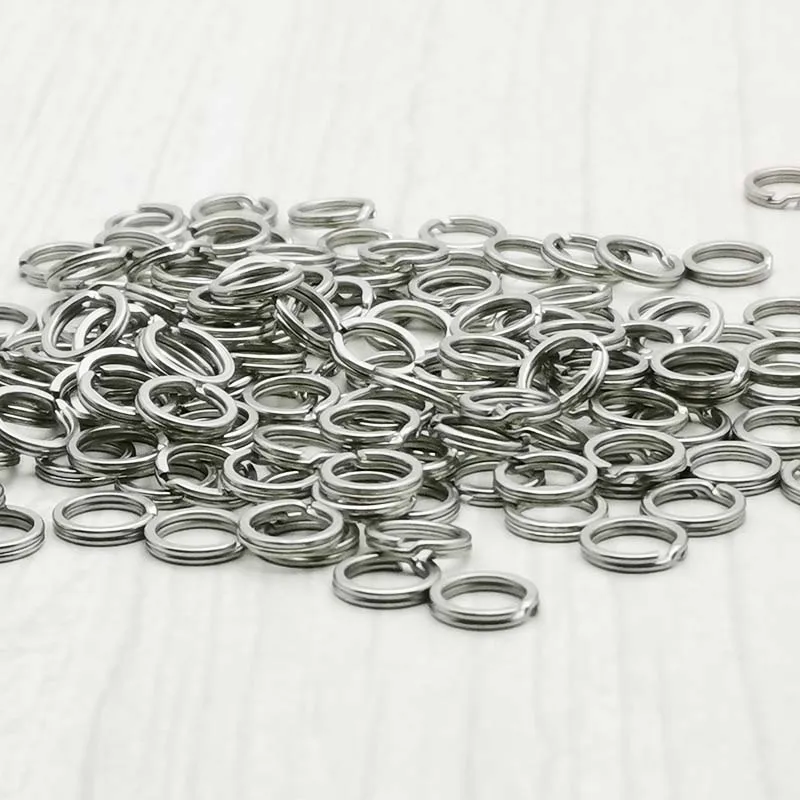 50pcs/lot Stainless Steel Fishing Split Rings Lure Solid Ring Loop For Blank Crank Bait Connectors Tackle Tool Kit Accessories