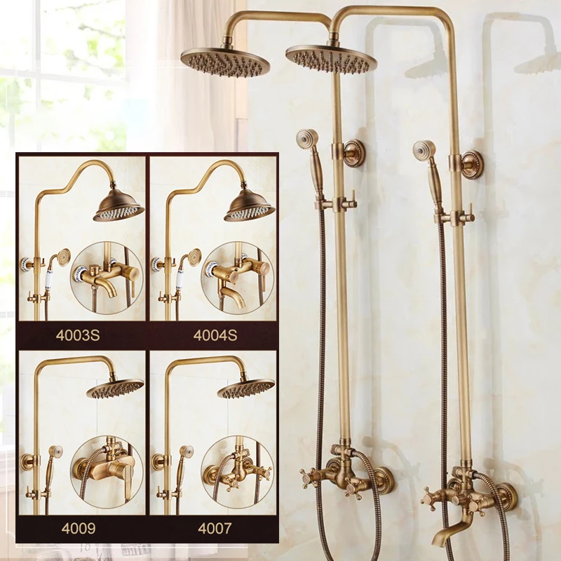 Imagem -06 - Conjunto de Chuveiro Cascata de Luxo com Misturador Conjunto Antigo de Torneiras Bronze Fixação na Parede Modelo El4006t