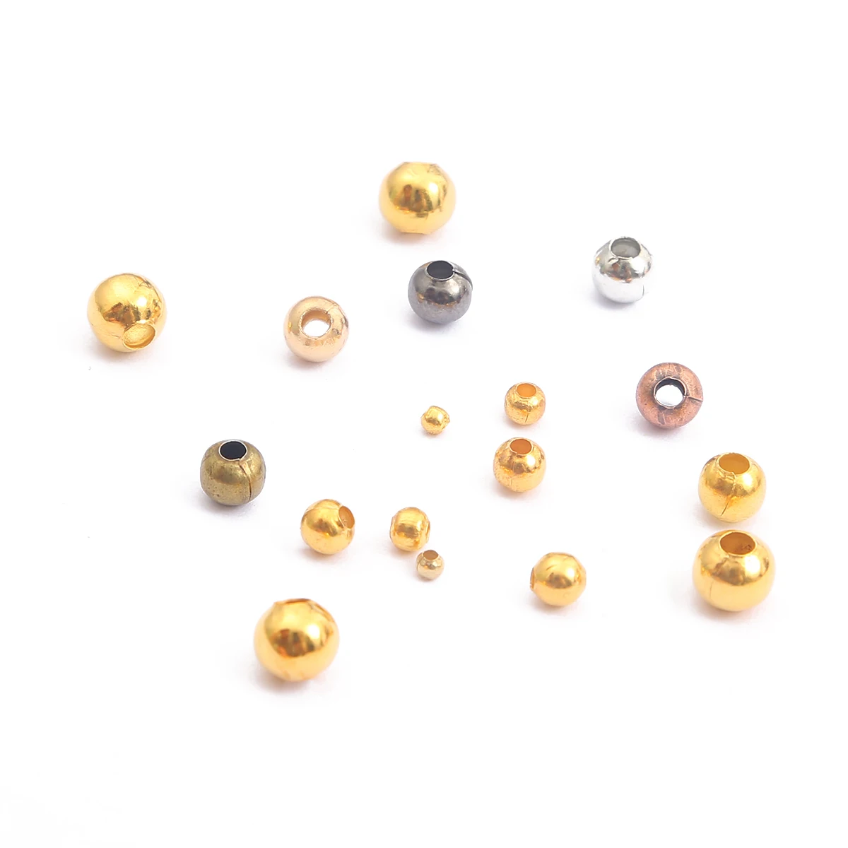 100-500 Pcs/Lot 3.2/4/5/6mm Round Spacer Metal Cupper Beads Ball End Seed For Necklace Bracelet Jewelry&Craft Making Accessories