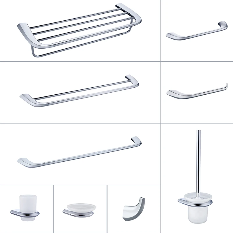 Stainless Steel Chrom Nick Bathroom Hardware Set Towel Rack Toilet Paper Holder Towel Bar Hook Bathroom Accessories Set Dropship