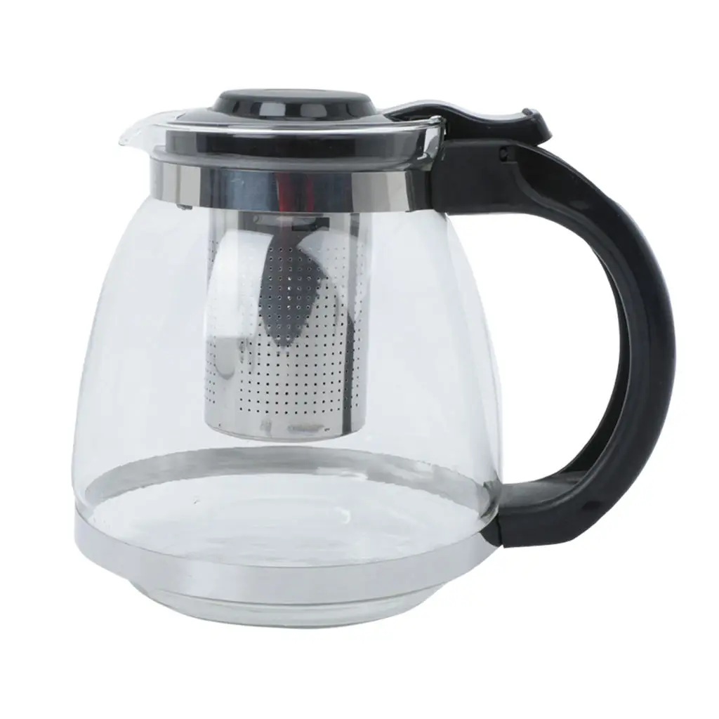 1500ml Glass Teapot Transparent Heat Resistant Loose Leaf Teapot Dishwasher Safe for Home Office