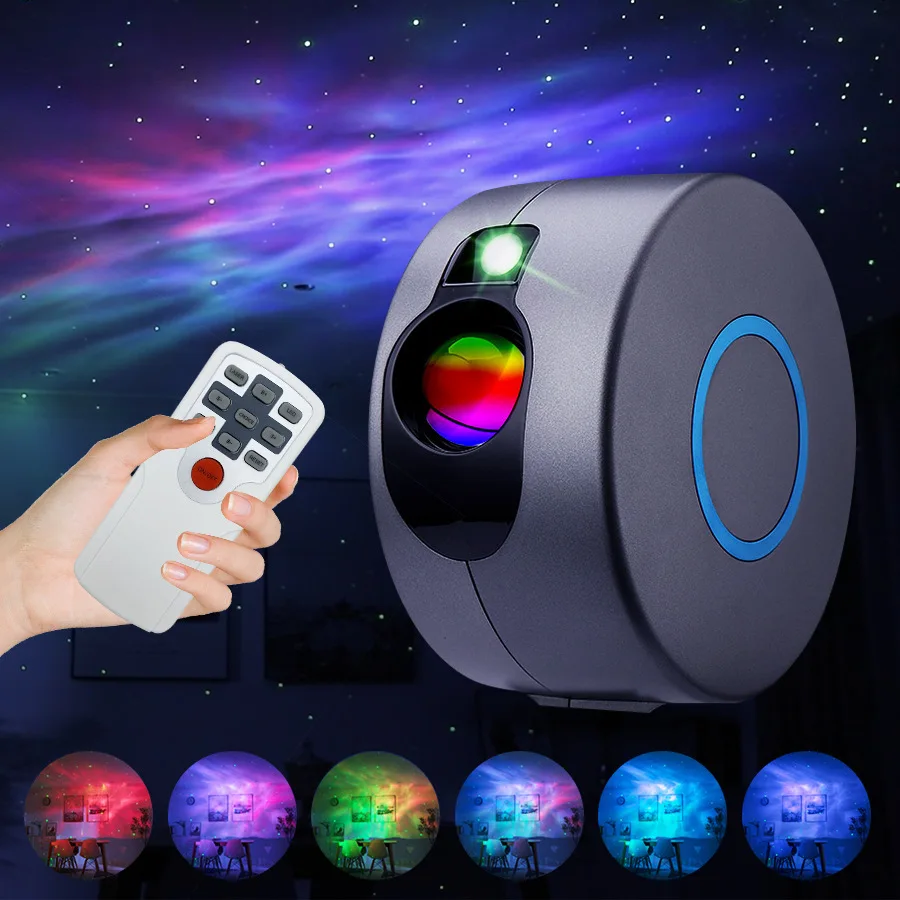 Starry Sky Projection Lamp LED Rotating Water Waving Night Light Dream Colorful Remote Control Laser Lamp Nebula Projection Lamp