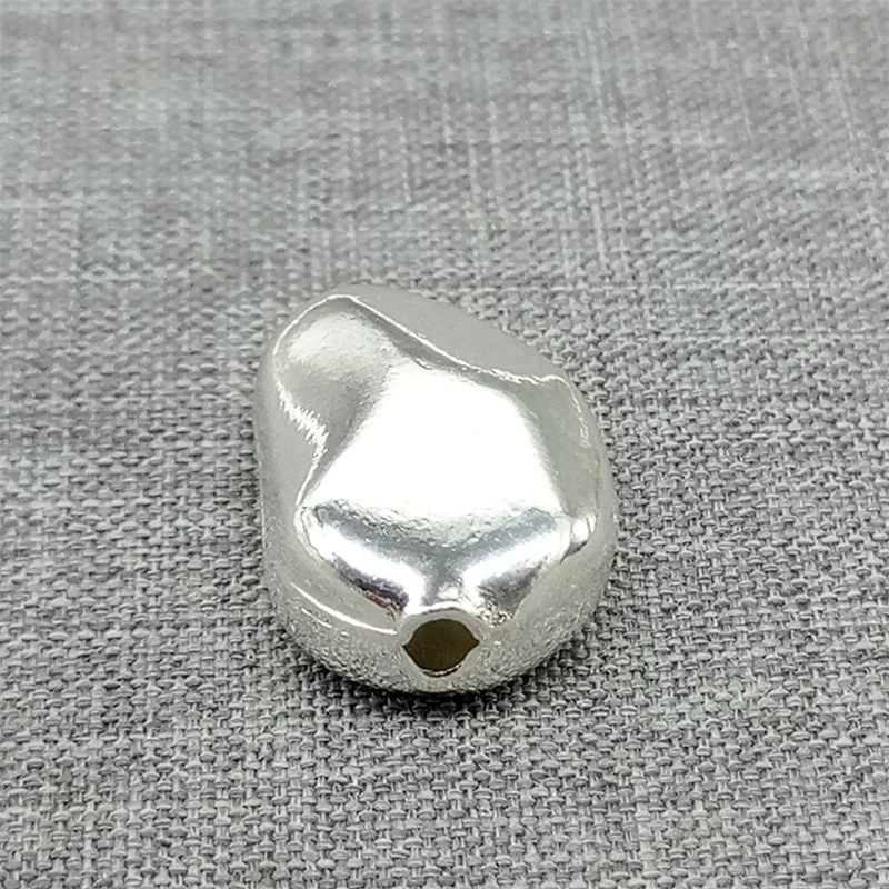 925 Sterling Silver Shiny Nugget Bead Bean Style for Bracelet Necklace