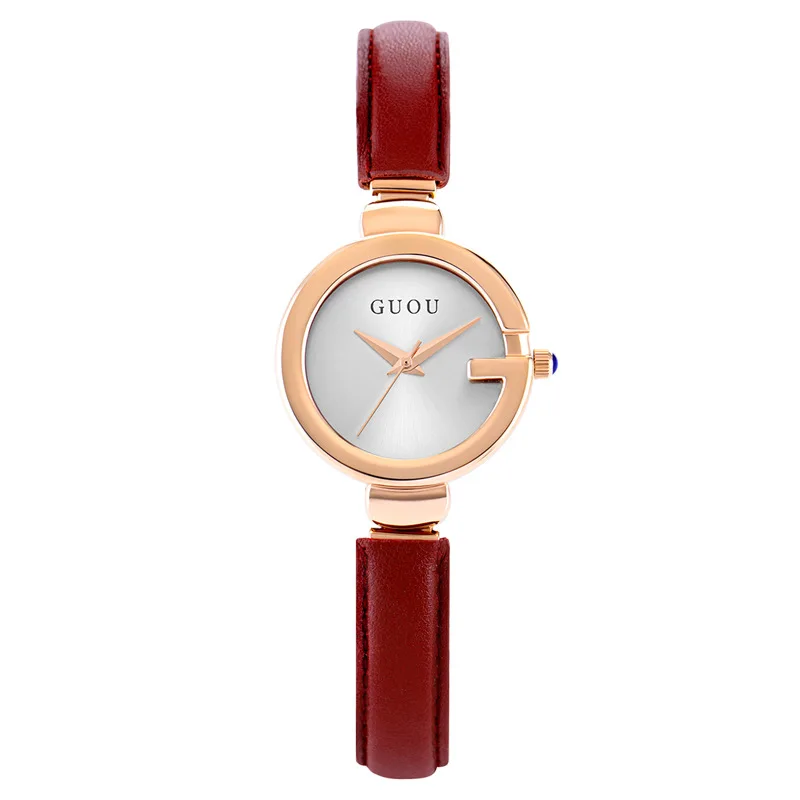 GUOU Watch Women's autumn/winter simple bracelet Watch Women's watch Quartz watch Circular women's watch