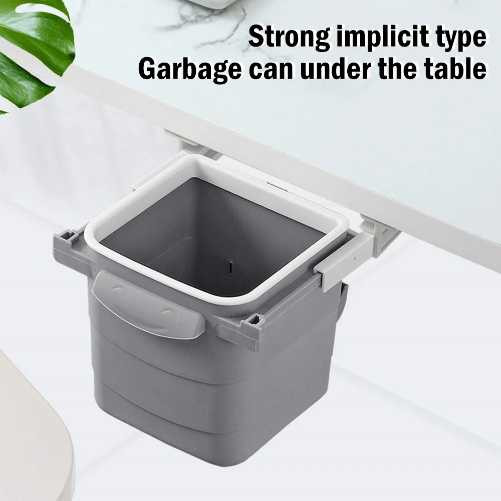 

Under Table Trash Can Zero Waste Litter Box Bin Plastic Kitchen Trash Bin Garbage Bag Container Sliding Dustbin For Home Office