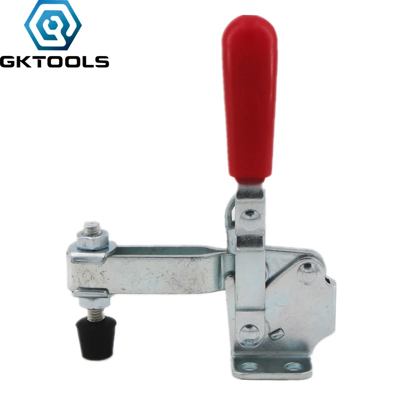 12130 Small Adjustable Hold Down Toggle Clamp With Horizontal Base Plate Antislip Red Flanged Base Clamps,220kgs/485lbs Capacity