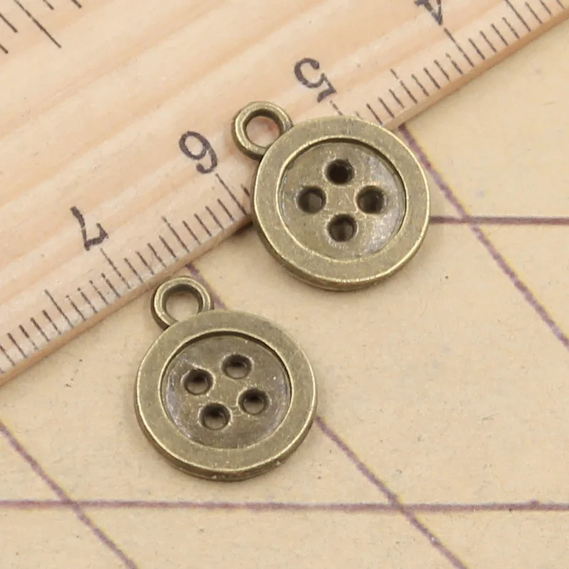 20pcs Charms Double Sided Button 16x13mm Tibetan Bronze Silver Color Pendants Antique Jewelry Making DIY Handmade Craft