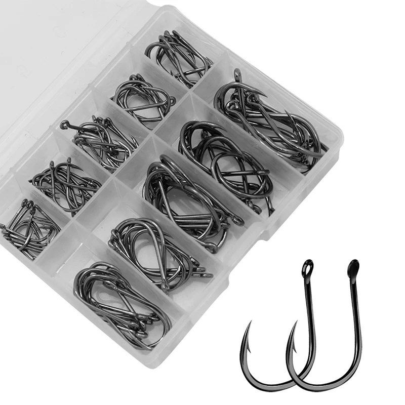 

70-100Pcs/box Mix 3#-12# Fishing Hook Set Carbon Steel Jip Barbed Carp Fishing Hooks Fishhooks Sea Fishing Tackle Accessory Box