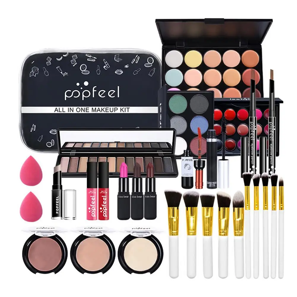 Alle inMakeup Kit Lip Gloss Lidschatten Concealer Make-Up Pinsel Tragbare Make-Up Geschenk Set für Frauen Mädchen