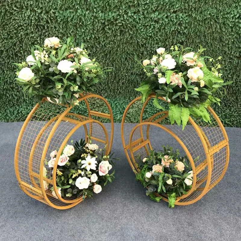 

New Wedding Props Wrought Iron Grid Concentric Round Road Leads Wedding Decoration Stage Welcome Party Decoration Window Layout