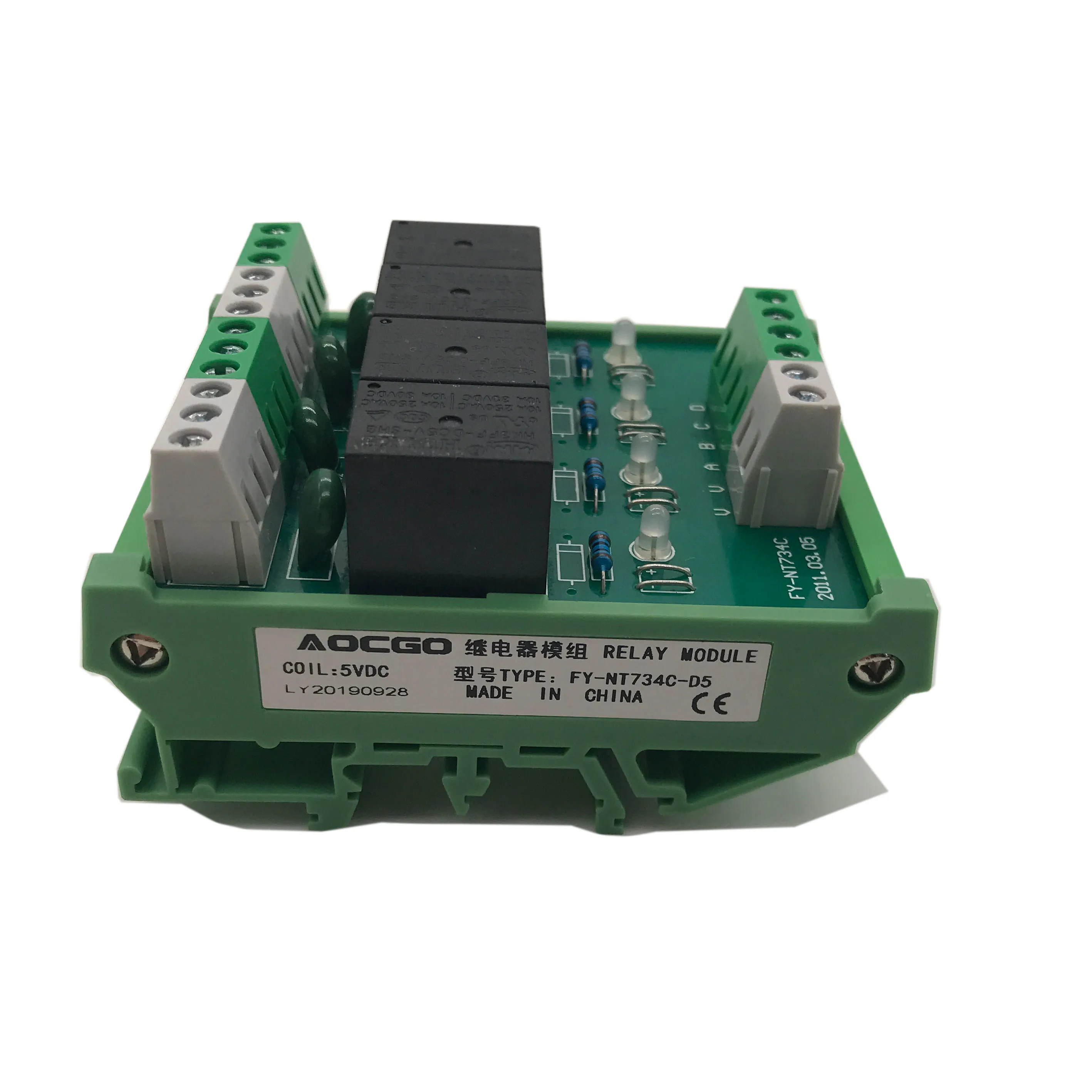 4 Channel T73 Interface Relay Module 5VDC DIN Rail Panel Mount