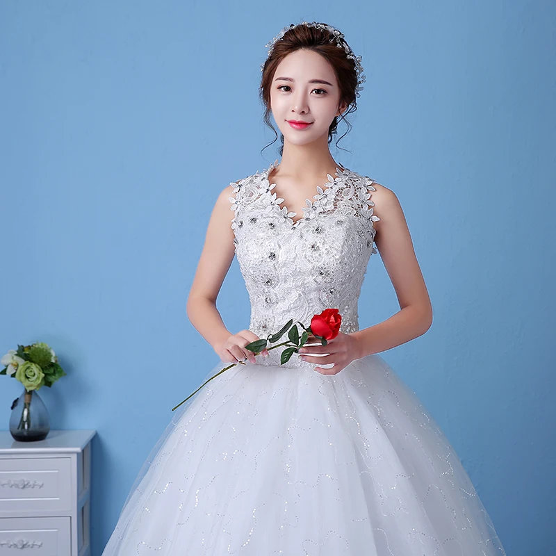 AnXin SH V-ausschnitt kleine blume weiß hochzeit Kleid prinzessin vintage perlen kristall blume rot spitze türkei braut hochzeit kleid S6