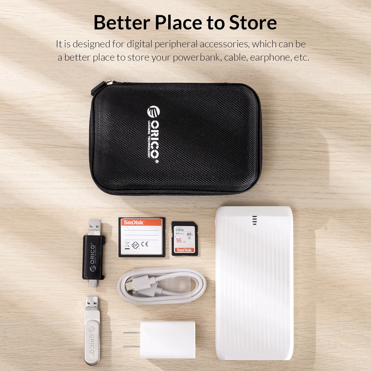 ORICO 2.5 inch HDD/SSD Hard Drive Case HDD Protector Storage Bag Portable External Hard Drive Pouch for USB Accessories