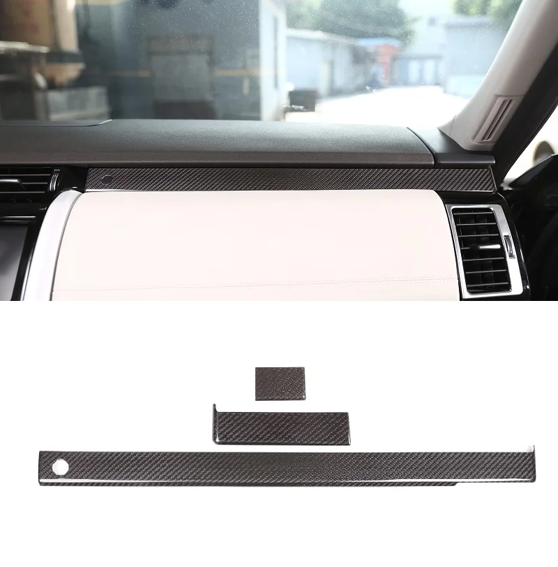 

Real Dry Carbon Fiber Interior Dashboard Storage Decoration Strip Trim Fit For Land Rover Discovery 5 LR5 l462 2017-2020