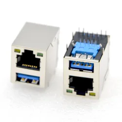 New RJ45 Network Connector Module Double USB Connector With LED USB+RJ45 Socket For Printed Circuit Boards Factory Wholesale