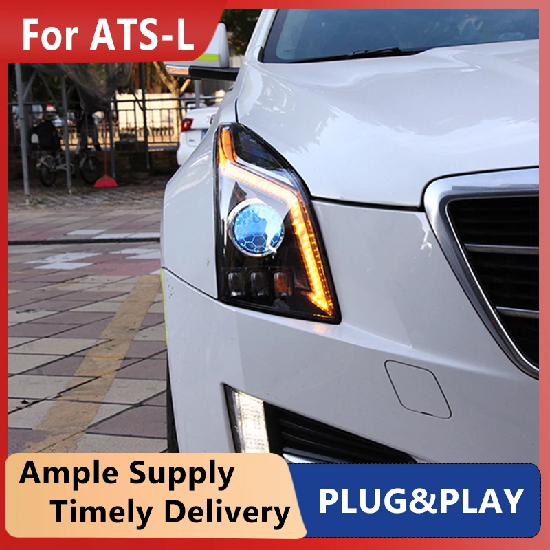 Cars Headlight For Cadillac ATS-L ATS L Headlights LED DRL Running lights Bi-Xenon Beam Fog lights angel eyes Auto