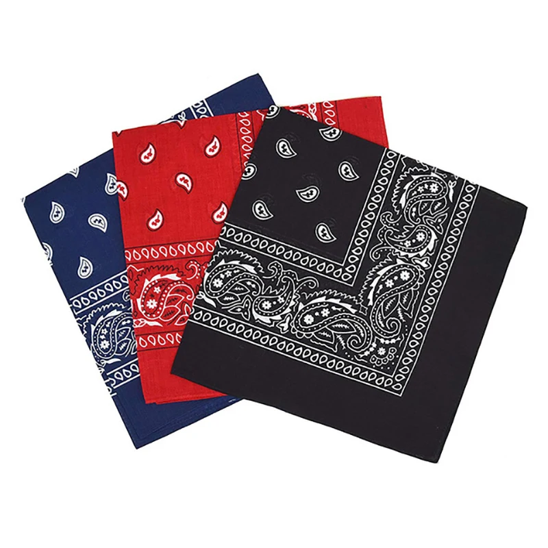 Set of 3 Cycling Bandanas Paisley 100% Cotton Bandana Outdoor Square Scarf Black Red Paisley Headband Printed For Women/Men/Boy