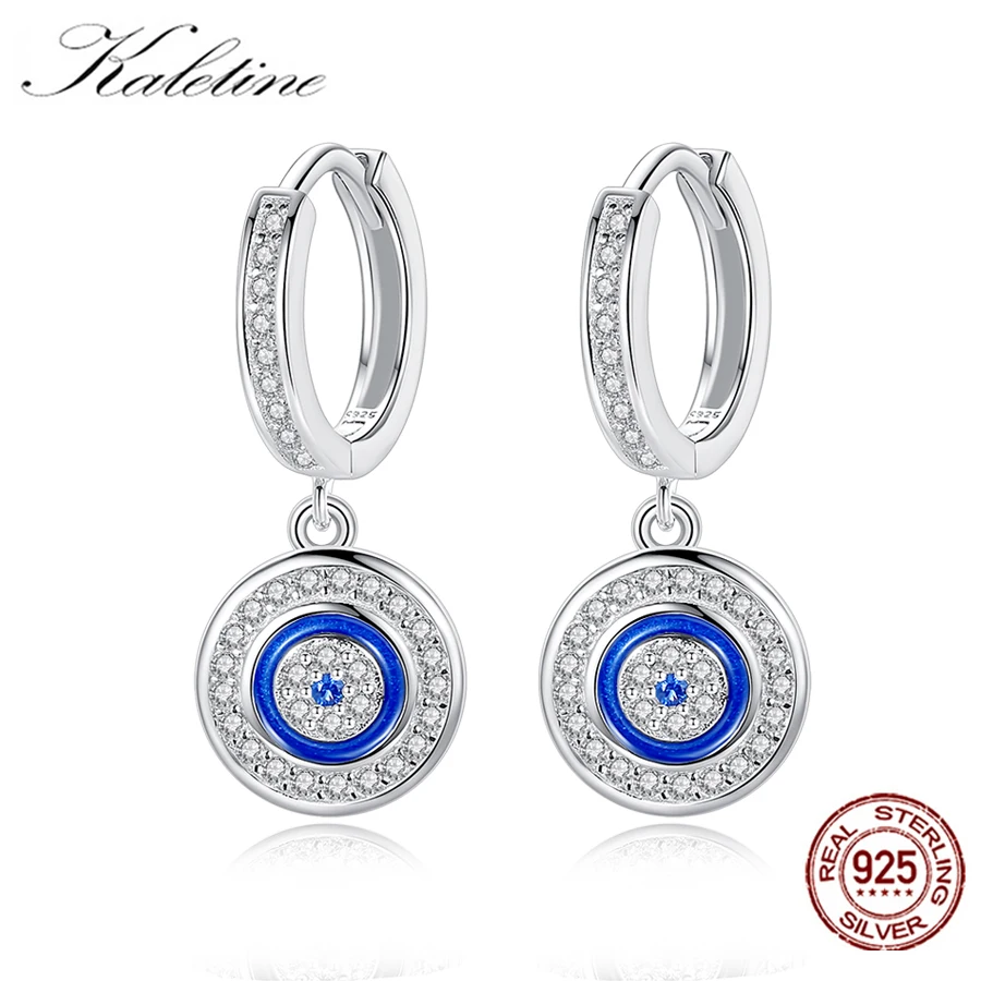 

KALETINE Lucky Evil Eye Statement Earrings Women 925 Sterling SIlver Handmade Drop Earrings Crystal Dangle Earrings Fine Jewelry