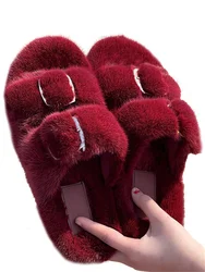 European Station Luxury Fashion Fur Slippers High Quality Mink Fur Slippers Ladies 100% Mink Fur Slippers Summer Slippers