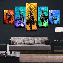 5 Pieces Canvas Painting Abstract Arts Genshin Impact Game Home Decor Picture Living Room HD Anime Poster Prints Bedroom Mural