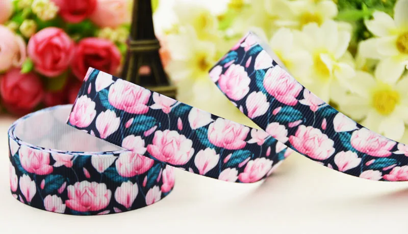 22mm 25mm 38mm 75mm Flower Cartoon printed Grosgrain Ribbon party decoration 10 Yards X-03826