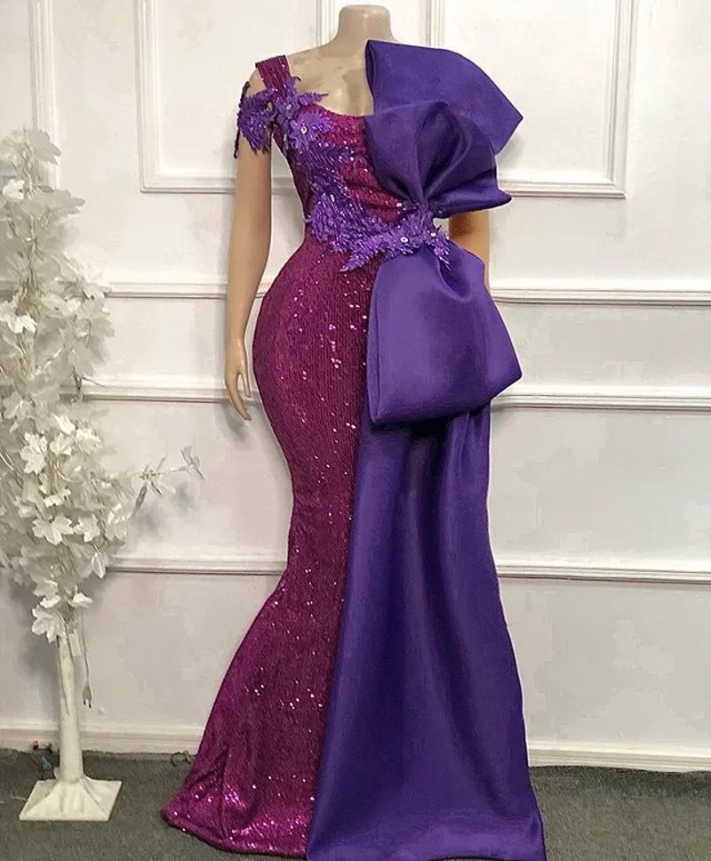 Vestido de lantejoulas com renda, vestidos de baile frisados, até o chão, elegante vestido formal, roxo, pescoço redondo, 215