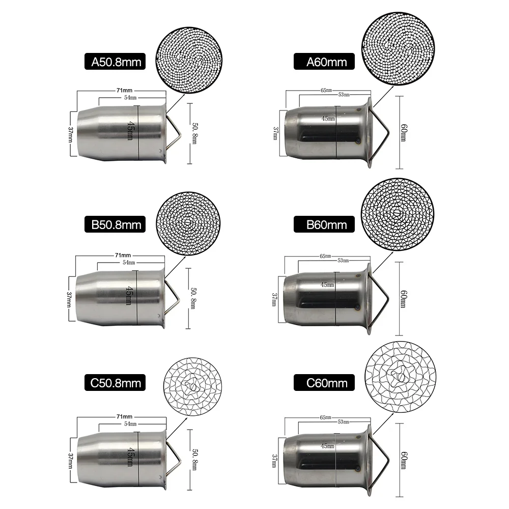 Alconstar- 51mm/60mm Inlet Motorcycle Exhaust Muffler Catalyst DB Killer Moveable DB Killer Silencer Noise Sound Eliminator Race