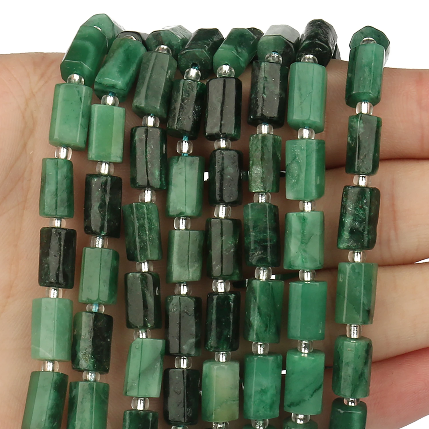 

8x11mm Natural Stone Green Emerald Cylinder Shape Loose Spacer Beads for Jewelry Making DIY Handmade Bracelet Accessories 7.5''