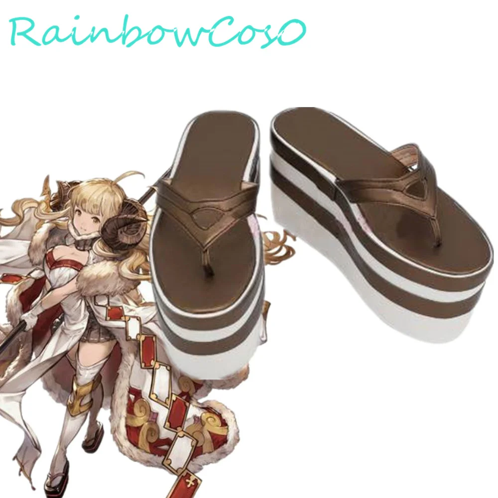 Granblue Fantasy Vajra สีน้ำตาลคอสเพลย์รองเท้าเกมอะนิเมะฮาโลวีน RainbowCos0 W1513