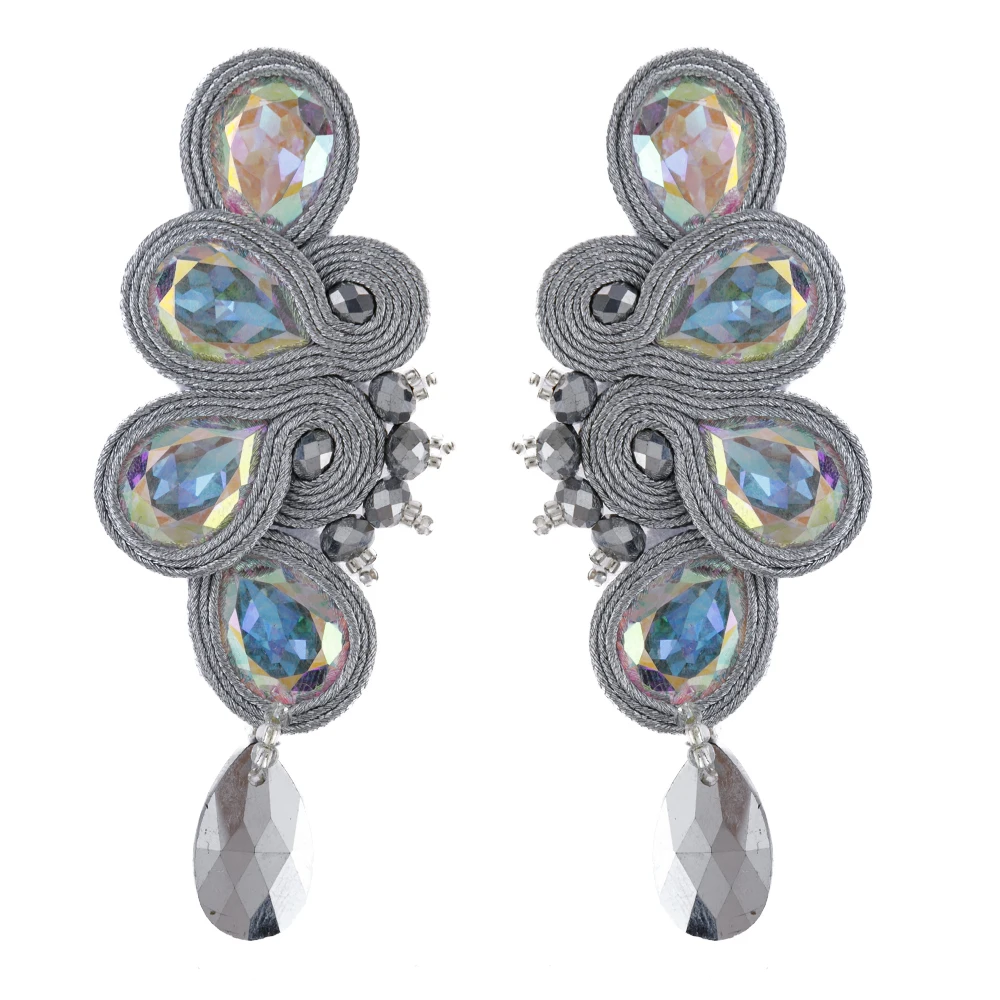 Soutache Handmade Luxury Long earrings Women Fashion Soutache Jewelry 2023 Crystal Accseeories Color Boho Dangle Earring Gift