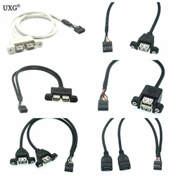 30Cm Pc Pcb Moederbord Interne Kabel Usb Splitter 1FT Pcb Moederbord 9 Pin Header Naar 2 Dual Usb 2.0 vrouwelijke Socket Adapter Kabel