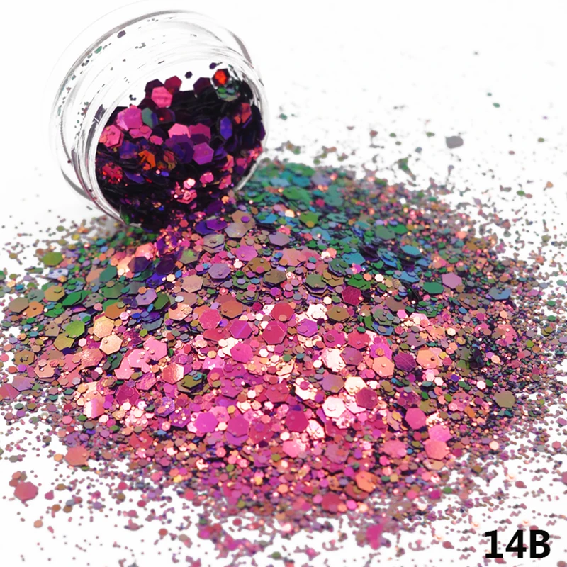 50 Gam/túi 8 Màu Tắc Kè Hoa Chun Lấp Lánh Bột Pha Hình Lục Giác Màu Sắc Dịch Chuyển Lấp Lánh Sequin Cho Móng Tay Nghệ Thuật Thân Mặt trang Trí