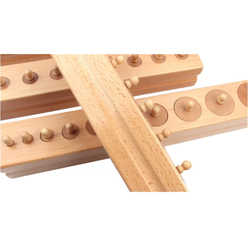 Montessori Cylinder Blocks Wood Sensory Toys Game Preschool Educational Materials for Kids Visual Sense (Economic Version)